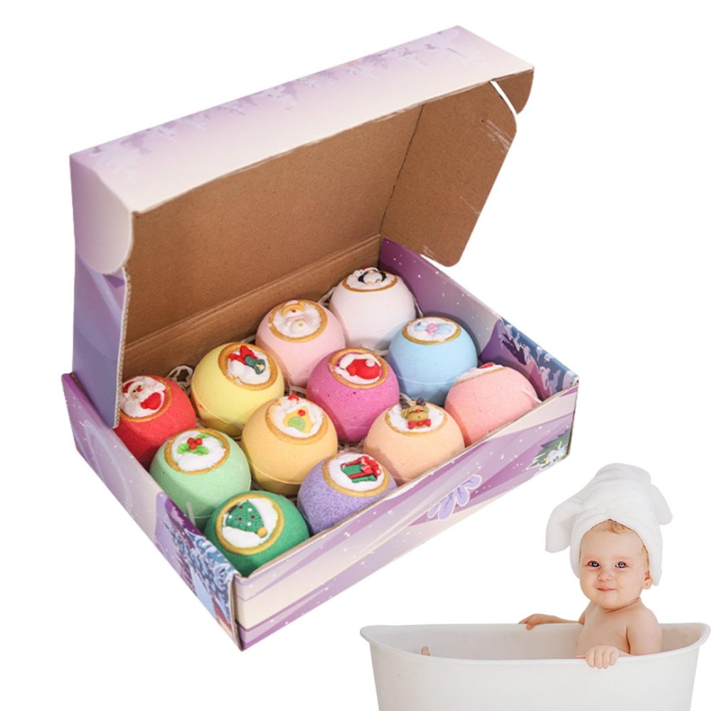 Christmas Bath Balls for Kids, Christmas Bubble Bath Balls,Colorful Christmas Theme Shower Balls - Bubble Bath Ball Set with Pleasant Scents