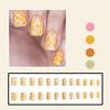 Fall Press on Nails Square Fake Nails Short Acrylic Nails Yellow RIICFDD Nails Maple Leaf Nails Press ons Artificial Glossy Full Cover Fallen Leaf Glue on Nails for Women Artificial Nails 24 Pcs view 3