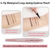 4 Pack 3D Eyebrow Pencil, 4 Tip Microblading, 24 Hours Smudge Proof Brow Pen, Brow Pen Makeup Natural Fine Stroke, Waterproof Eyebrow Pencil (Light Brown, Dark Brown, Grey, Black) view 3