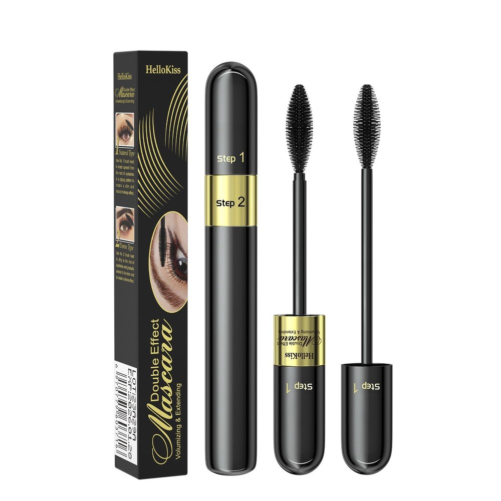 Double Effect Waterproof Mascara, Slim Long Curl, Thick Non-Smudging