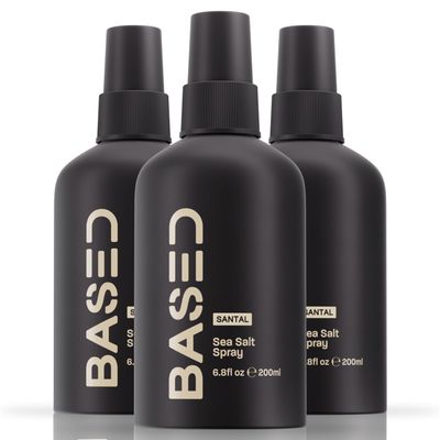 BASED Sea Salt Spray, Natural Finish Sea Salt Spray for Hair, Volumizes & Texturizes, Infused with Kelp & Vitamin B5, Light & Non-Greasy, Paraben, Sulfate, Phthalate Free, 6.8 oz (Pack of 3)