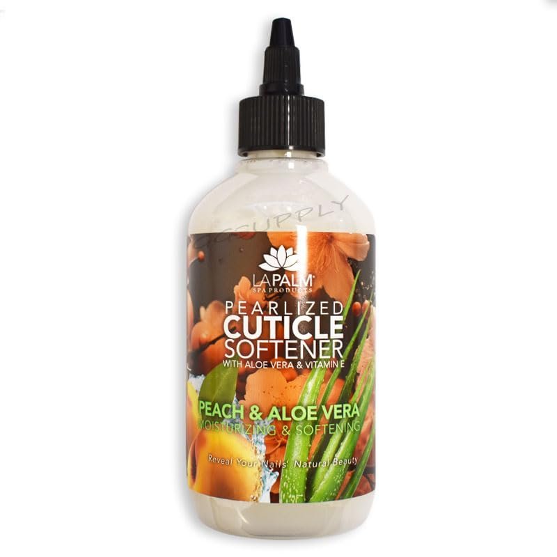 LA PALM Pearlized Cuticle Softener Peach With Aloe Vera & Vitamin E 8oz