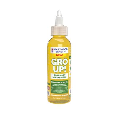 Hollywood Beauty Gro Up! Daily Hair & Scalp Oil with Rosemary, Mint, and Biotin, 4 fl oz