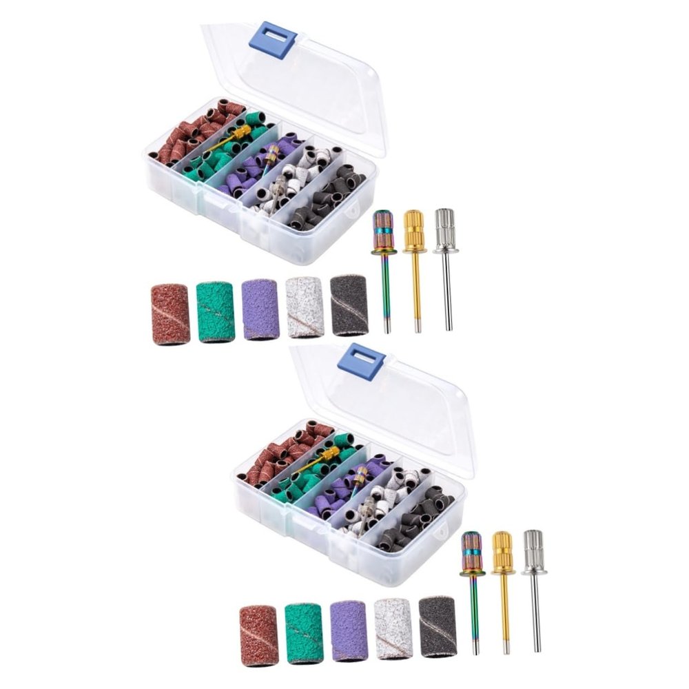 Beatifufu 2sets Professional Nail Drill Sanding Bands Manicure Kit Nail Sanding Bands Tools for Home Salon