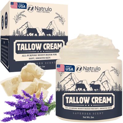 Beef Tallow Cream  All Natural Grass Fed Beef Tallow and Honey All Purpose Balm  Moisturizing Face and Body Lotion for Eczema, Cracked, Dry, Itchy, Irritated Skin  Skin Repair Skincare Made in USA