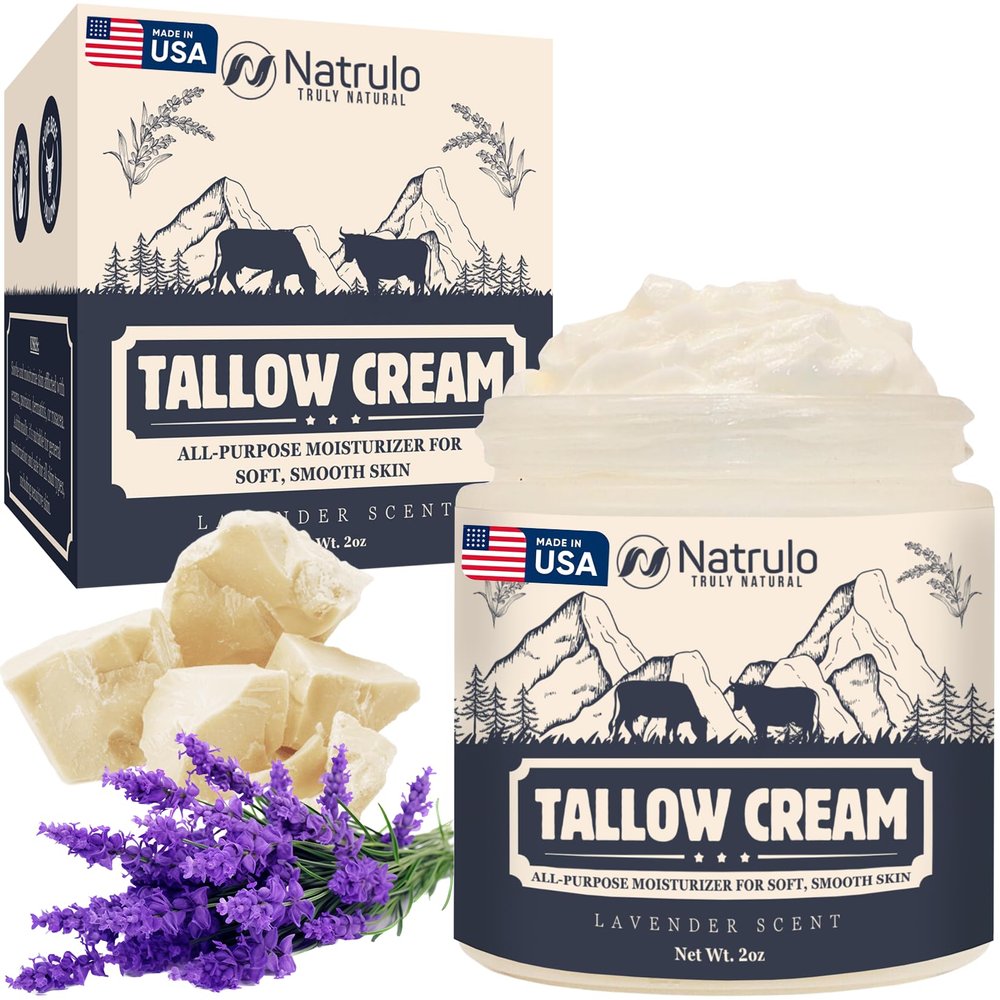 Beef Tallow Cream  All Natural Grass Fed Beef Tallow and Honey All Purpose Balm  Moisturizing Face and Body Lotion for Eczema, Cracked, Dry, Itchy, Irritated Skin  Skin Repair Skincare Made in USA
