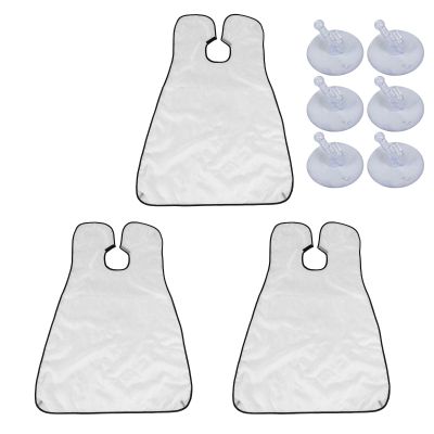 3PCS Waterproof Men Beard Catcher Beard Cutting Shaving Cape Apron Home Hair Styling Tool (White)