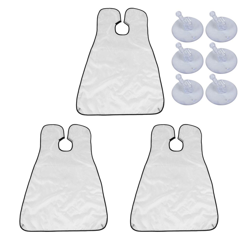3PCS Waterproof Men Beard Catcher Beard Cutting Shaving Cape Apron Home Hair Styling Tool (White)
