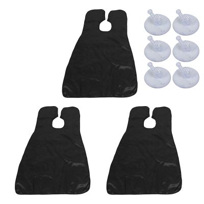 3PCS Waterproof Men Beard Catcher Beard Cutting Shaving Cape Apron Home Hair Styling Tool (Black)