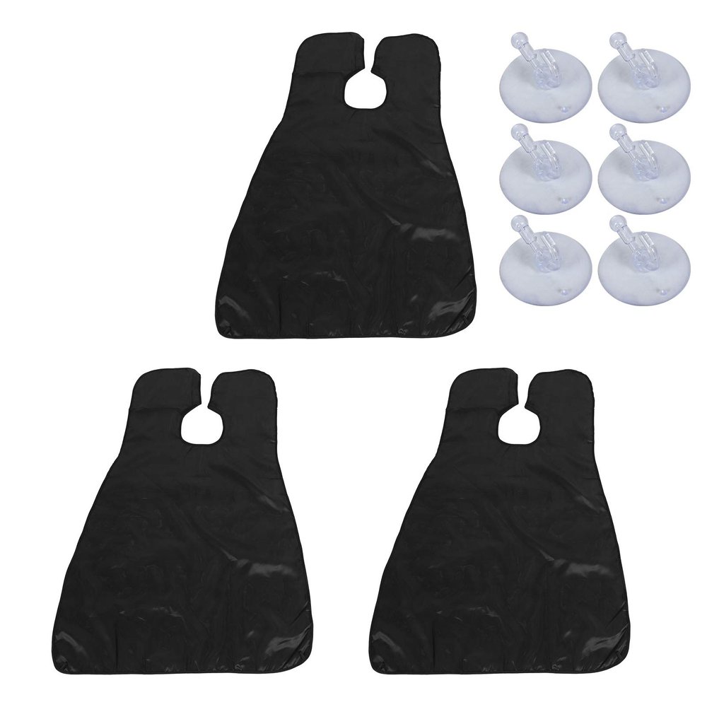 3PCS Waterproof Men Beard Catcher Beard Cutting Shaving Cape Apron Home Hair Styling Tool (Black)