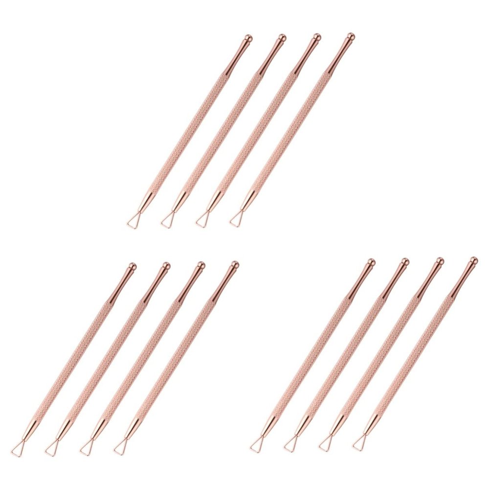 12 pcs Manicure Scraper Triangle Salonrose Textured Art Cuticle Remover Nail Golden Fingernail Removal for Gold Peeler Design and Beauty Polish Remove Steel Practical Silver Spa/3951
