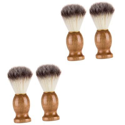 4 Pcs Shaving Brush Shave Brush for Men Wood Handle Shave Brush Shave Accessory Salon Shave Brush Shaving for Men Beard Brush Barber Brush Barber Supplies/3944