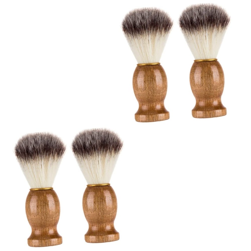 4 Pcs Shaving Brush Shave Brush for Men Wood Handle Shave Brush Shave Accessory Salon Shave Brush Shaving for Men Beard Brush Barber Brush Barber Supplies/3944