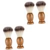 4 Pcs Shaving Brush Shave Brush for Men Wood Handle Shave Brush Shave Accessory Salon Shave Brush Shaving for Men Beard Brush Barber Brush Barber Supplies/3944 view 1