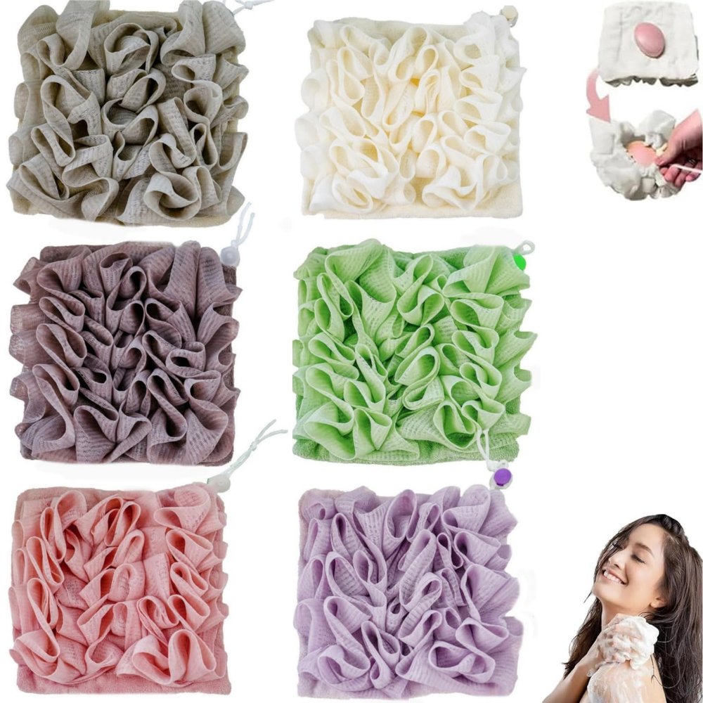 Wash Cloth Loofah Combo, The Soft Loofah and Washcloth, 2 in 1 Bath Loofahs Sponge, Loofahs Exfoliation, for Cleansing and Smooth Skin