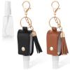 2 Pcs Handwashing Fluid Holder Travel Size, 1oz/30ml Small Squeeze Bottle with Keychain Portable Empty Travel Bottles Hand Refillable Containers for Liquid Storage(Black+Brown) view 1