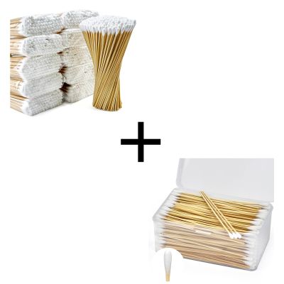 1500 PCS 6" Long Cotton Swabs in Storage Box - Strong Cleaning Swab with Bamboo Handle - Lint Free Cotton Swabs with Wooden Sticks - Cotton Tipped Applicators for Gun Cleaning, Makeup Removing