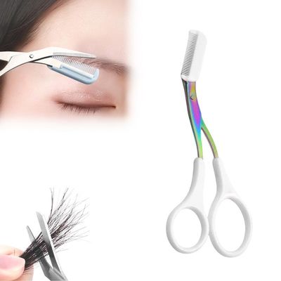 Eyebrow Trimmer Scissor, 2024 Upgraded Eyebrow Scissors with Comb, Stainless Steel Eye Brow Shaper Trimming Scissors, Precision Eyebrow Cutter, Eyebrow Scissors Tool for Men Women(White-2,1PCS)