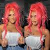 Hot Pink Lace Front Wig Human Hair Body Wave 13x6 Hd Lace Frontal Wigs Glueless Pre Plucked with Baby Hair for Women 180% Density Rose Pinky Colored 24 Inch view 3