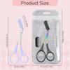 Eyebrow Trimmer Scissor, 2024 Upgraded Eyebrow Scissors with Comb, Stainless Steel Eye Brow Shaper Trimming Scissors, Precision Eyebrow Cutter, Eyebrow Scissors Tool for Men Women(Blue-1,3PCS) view 2