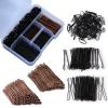 300pcs Brown Hair Pins Kit,U Shaped Hair Pins,100 Pcs U-Shaped,100 Pcs Bobby Pin and 100 Pcs Hair Rubber Bands with Storage Box Hair Pins,2Inch Hair Pins for Women and Hairdressing Salons