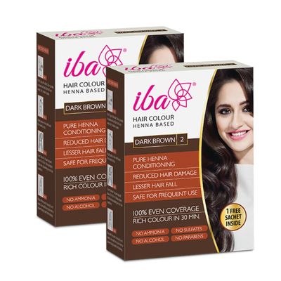 Iba Dark Brown Hair Colour for Women - 70g (Pack of 2) | 100% Pure Henna | Natural, Long-Lasting, Ammonia-Free | Nourishes & Reduces Hair Fall