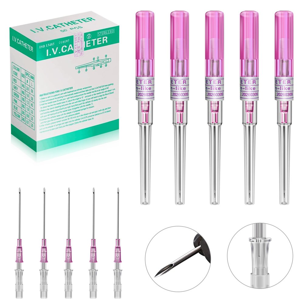 WZPB 20G Catheter Piercing Needles - 50 Pcs Ear Nose Piercing Needles IV Piercing Catheter Needles for Lip Tongue Belly Navel Nipple Cartilage Piercing Kit