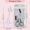 Eyebrow Trimmer Scissor, 2024 Upgraded Eyebrow Scissors with Comb, Stainless Steel Eye Brow Shaper Trimming Scissors, Precision Eyebrow Cutter, Eyebrow Scissors Tool for Men Women(Pink-2,1PCS) view 2