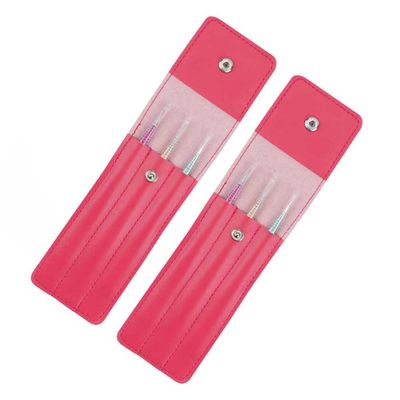 2 Pieces Tweezer Storage Bag Case PU Eyelash Tweezer Sleeve 3 Slot Eyelash Tweezer Cover Case Bag Lash Tweezer Case Eyelash Tweezer Carrying Bag Eyelash Tweezer Pouch Holder, Rose Red