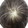 Toupee for Men Ultra Thin Skin Mens Hair System Soft Human Hair piece 0.04mm Invisible Mens Toupee All V-loop Skin PU Men Hair Unit Mens Hair Replacement6X8"-100% density#340 Dark Brown+40% Gray view 4