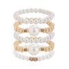 fxmimior Fashion Boho Dainty Simple Silver Gold Chain Pearls Bracelets Set for Women Adjustable Chunky Flat Cable Chain Love Punk Bracelets for Women 5Pcs (Gold) view 4