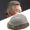 Toupee for Men Ultra Thin Skin Mens Hair System Soft Human Hair piece 0.04mm Invisible Mens Toupee All V-loop Skin PU Men Hair Unit Mens Hair Replacement6X8"-100%density#740 Very Light Brown+40%Gray view 1