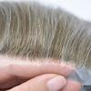 Toupee for Men Ultra Thin Skin Mens Hair System Soft Human Hair piece 0.04mm Invisible Mens Toupee All V-loop Skin PU Men Hair Unit Mens Hair Replacement6X8"-100%density#740 Very Light Brown+40%Gray view 3