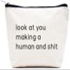 LIBIHUA First Time Mom Gifts-Look at You Making a Human-New Mom Appreciates Mama to Be-Gender Reveal New Parents First Mother's Day-Makeup Bag Cosmetic Travel Pouch view 1