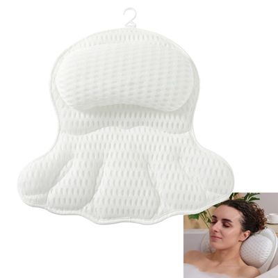 Bath Pillow Bathtub Pillow for Neck Back Support 4D Bath Tub Pillow with 6 Strong Suction Perfect Bath Gift for Women