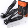 Toenail Clippers for Thick Nails for Seniors| INXEN 3-Pack Ergonomic Heavy Duty Angled Head Nail Clippers with Catcher | Premium Steel Wide Opening Fingernail Clippers Nail Cutter for Men & Women view 1