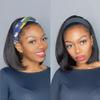 12inch Short Straight Fashion Synthetic for Woman Half Wigs with Headband for Hair Loss (Black) view 2