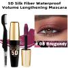 Burgundy Waterproof Tube Mascara, Volume and Length Volumizng Colored Mascara for Eyelashes, Long Lasting Smudge-proof Lengthening 5D Lash Mscara with Silk Fiber, No Flaking or Clumping view 2
