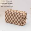 BFLCTTBD Checkered Pencil Case Knitted Makeup Pouch Brown Checkerboard Makeup Bag Cute Aesthetic Makeup Organizer Makeup Storage Bag view 2