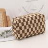 BFLCTTBD Checkered Pencil Case Knitted Makeup Pouch Brown Checkerboard Makeup Bag Cute Aesthetic Makeup Organizer Makeup Storage Bag view 3
