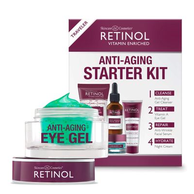 Retinol Eye Gel - Reduces Puffiness & Dark Circles, Restores Elasticity Anti-Aging Starter Kit  Perfect For Travel or First Time Try