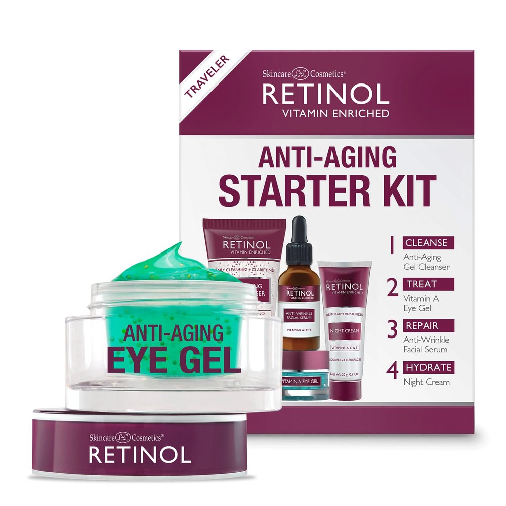 Retinol Eye Gel - Reduces Puffiness & Dark Circles, Restores Elasticity Anti-Aging Starter Kit  Perfect For Travel or First Time Try