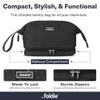The Foldie Travel Toiletry Bag for Women & Men - Waterproof Travel Makeup Bag with Compartments - Wide-Open Cosmetics Pouch Bag - Easy to Clean Travel Bag for Toiletries & Makeup Brushes - Black view 2