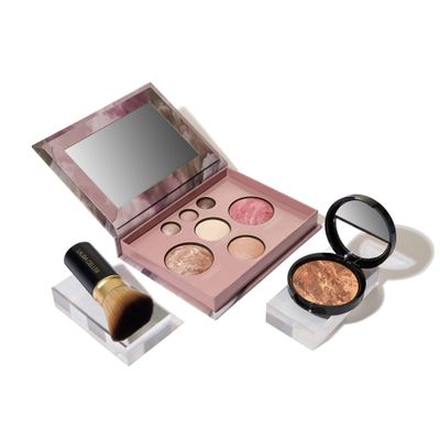 LAURA GELLER NEW YORK Baked Starter Kit: Deep - Best of the Best Full Face Palette + Baked Balance-n-Brighten Powder Foundation + Retractable Angled Kabuki Brush Set