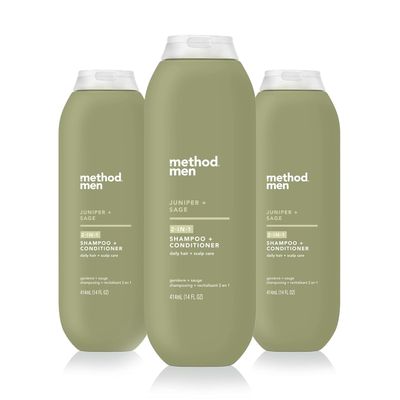 Method Men 2-in-1 Shampoo + Conditioner, Juniper + Sage, 14 Ounces (Pack of 3)