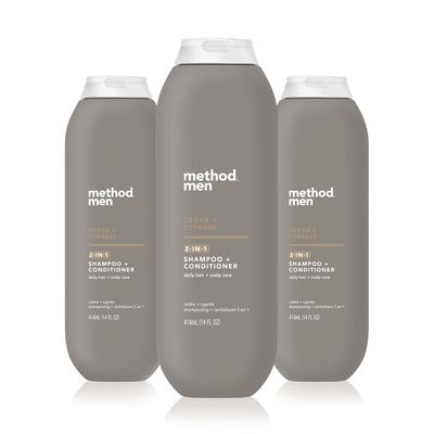 Method Men 2-in-1 Shampoo + Conditioner, Cedar + Cypress, 14 Ounces (Pack of 3)