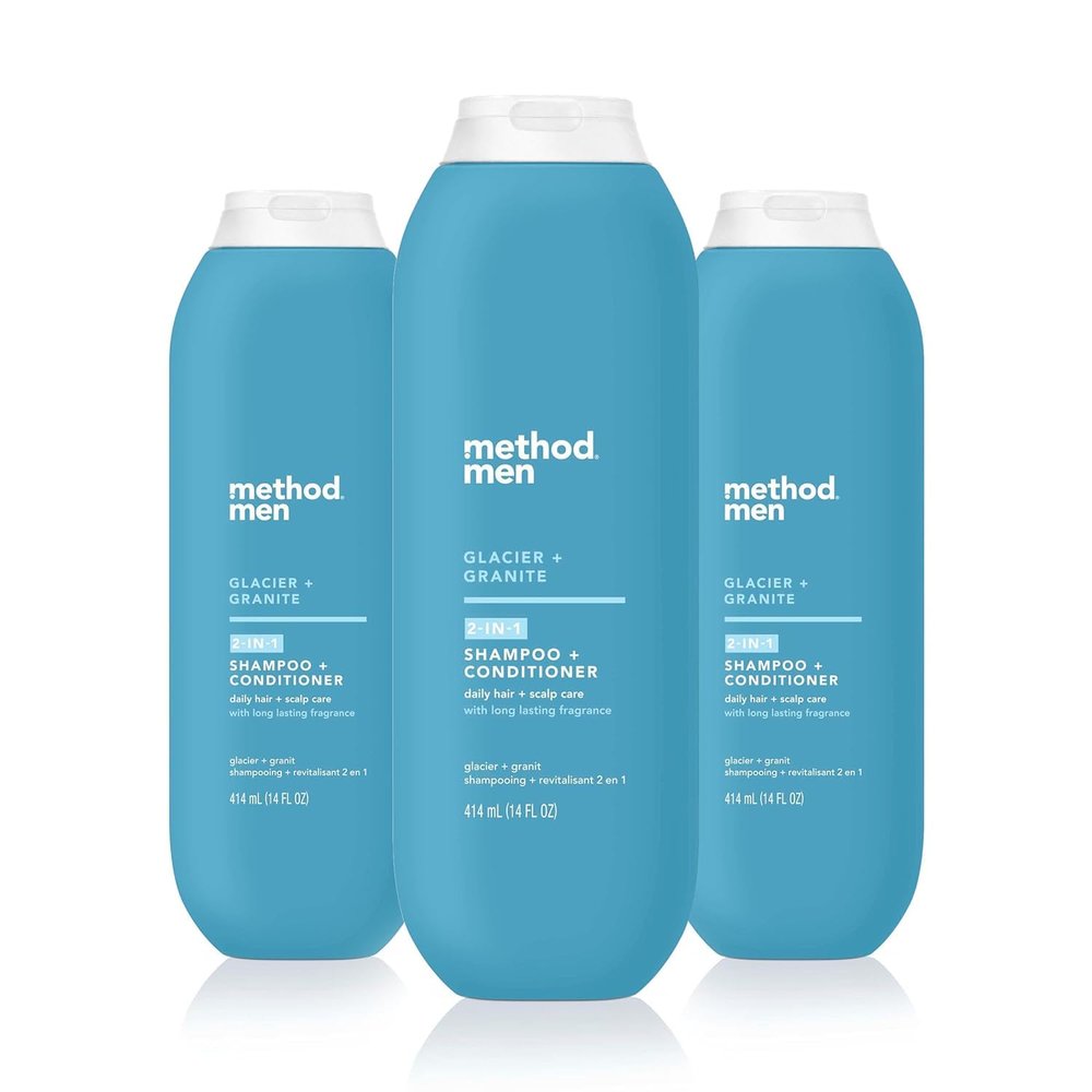 Method Men 2-in-1 Shampoo + Conditioner, Glacier + Granite, 14 oz (Pack of 3)