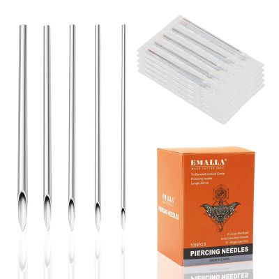 Yangna 100pcs Piercing Needles Kit - Mixed 12G 14G 16G 18G 20G Sizes, 316L Stainless Steel, Disposable Jewelry Hollow Needles for Ear, Nose, Belly Button Piercing