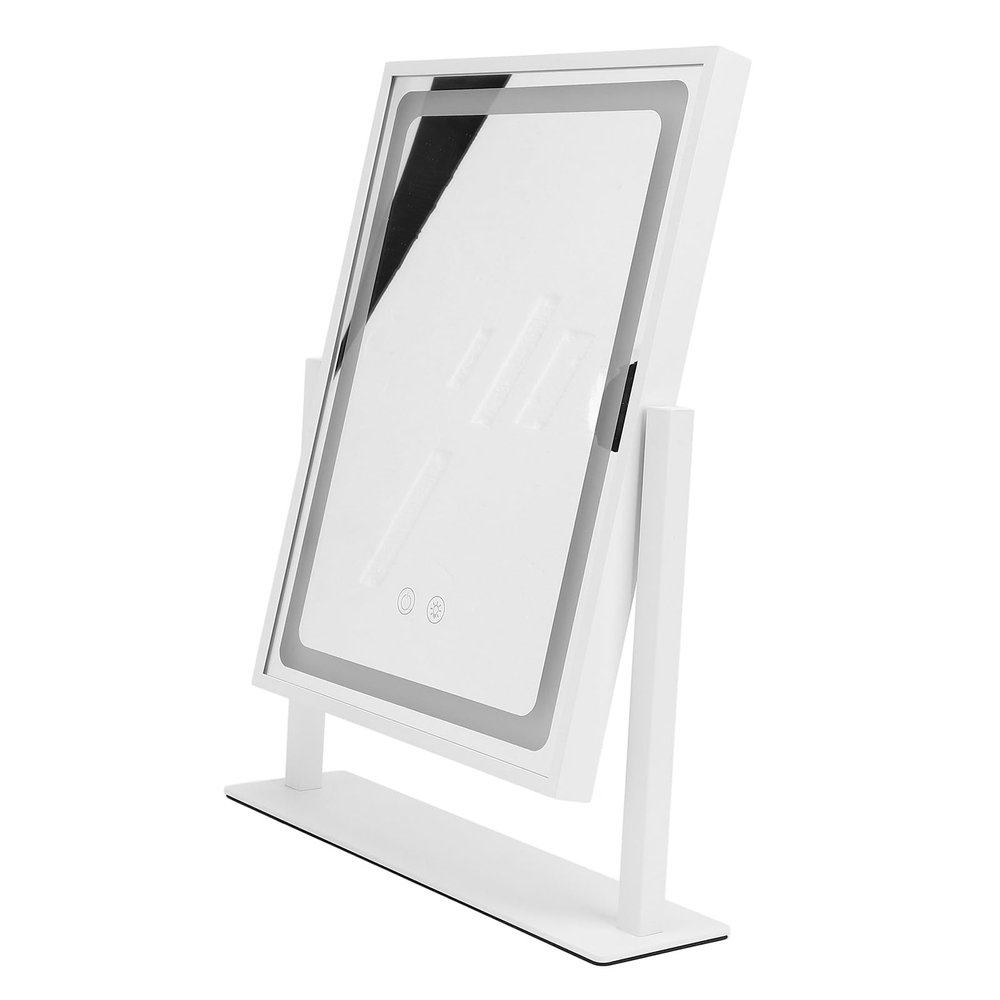 360 Degree Rotation Dimmable LED Makeup Mirror Vanity Mirror Touch Control for Bedroom and Dressing Table Decoration (Pearl White)