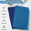 2 Pieces Authentic African Net Sponge, Long Nylon Exfoliating Net Sponge Back Body Washcloth for Deep Clean and Smooth Skin, African Net Sponge Stretch Length to 63 inches (Blue, Blue) view 2